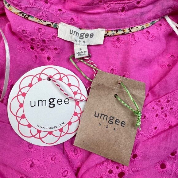 Umgee Pink Eyelet Button Front 3/4 Sleeve Shirt NEW - Picture 4 of 8